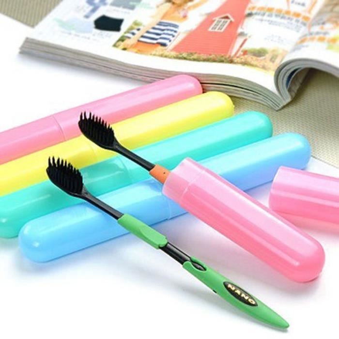 Lot de 4 Étuis brosse à dent (contre les insectes et les bactéries) - Bleu/Vert/Orange/Rose