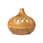 Air Humidifier – Aroma Diffuseur Veilleuse avec Télécommande –  300mL / Couleur Bois