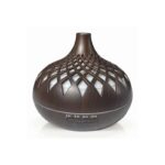 Air Humidifier – Aroma Diffuseur Veilleuse avec Télécommande –  300mL / Couleur Bois Foncé