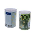 Tirelire en Métal - Grand Modèle (Motif Aléatoire Euro ou Dollar)
