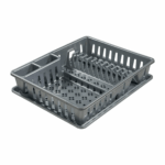 Egouttoir à Vaisselle en Plastique avec Plateau – Gris