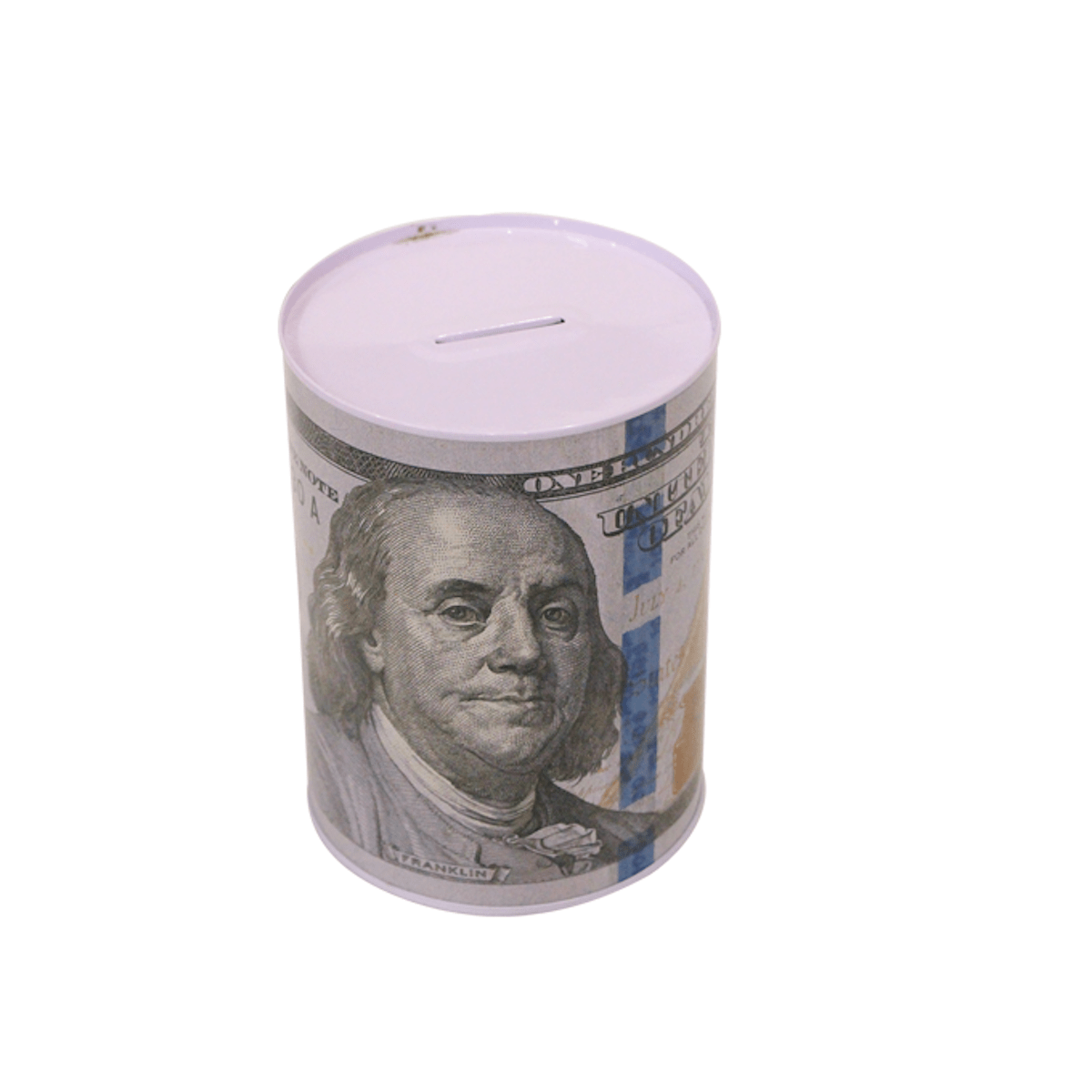 Tirelire en Métal - Petit Modèle (Motif Aléatoire Euro ou Dollar)