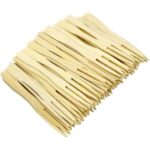 Fourchettes en Bambou Jetables à 2 Dents - 50pcs