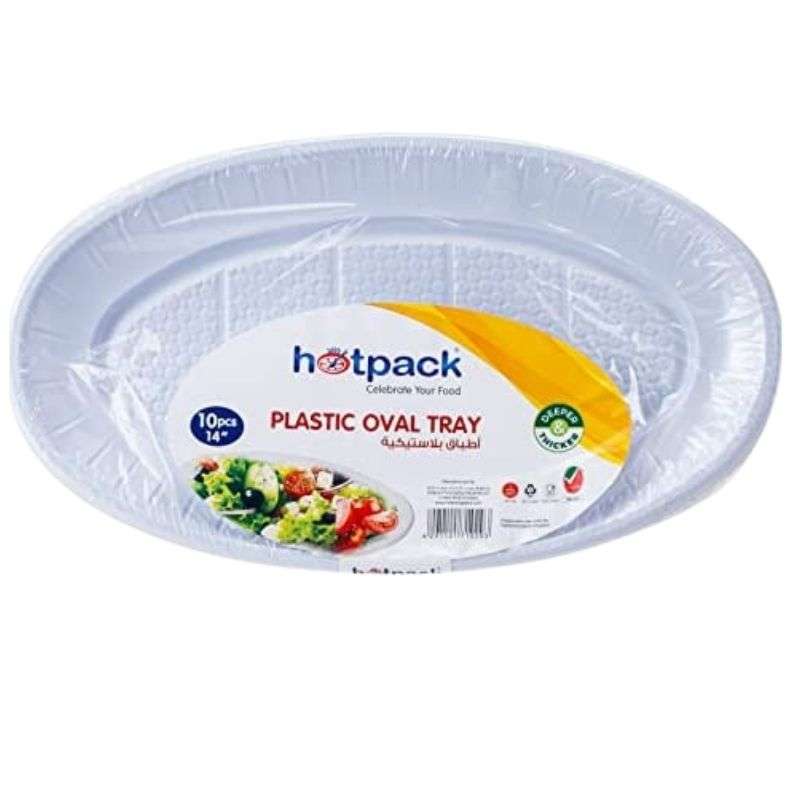 Plateau de service en plastique ovale jetable - 10 pièces