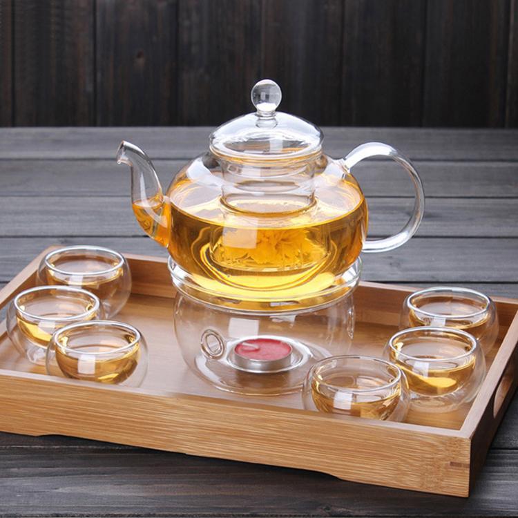 Théière En Verre Avec Réchaud 1800 Ml Et Infuseur - Verre Borosilicate, Compatible Toutes Plaques, Pour Thé En Vrac