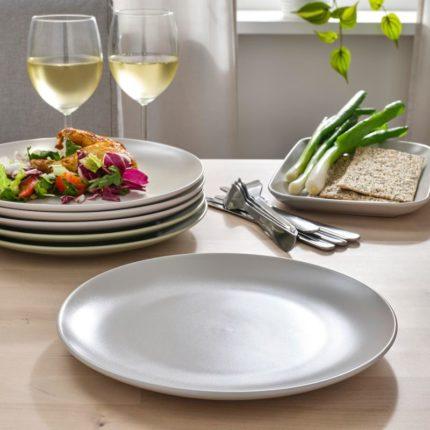 Assiette en Porcelaine 27cm - Gris Clair Mat