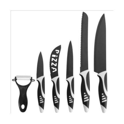 Set de 6 couteaux Anti-Adhésifs, Anti-Bactériens, Manche Anti-Dérapante