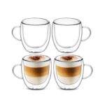 4 Tasses en Verre Double Paroi - Transparent - 250ml