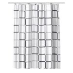Rideau de Douche 180x200 - Carrés Noirs & Gris