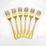 Fourchette de Table Dorée en Acier Inoxydable - 6pcs