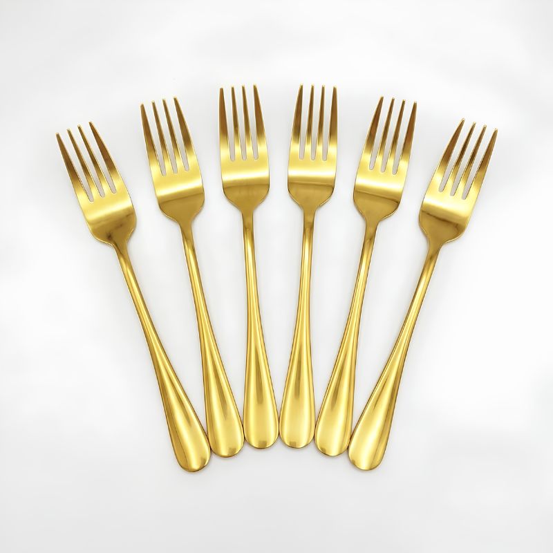 _800x800 (37) Fourchette de Table Dorée en Acier Inoxydable - 6pcs – Image 1