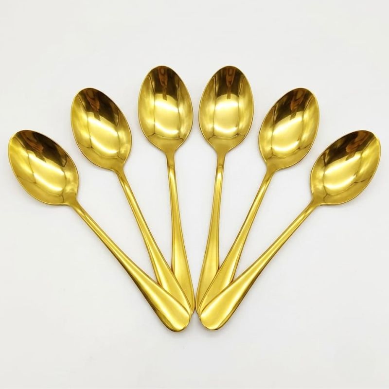 _800x800 (40) Cuillère de Table Dorée en Acier Inoxydable - 6pcs – Image 1