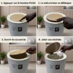 Poubelle sur Pieds Scandinave Blanche avec Couvercle Effet Bois - 7L – Image 2
